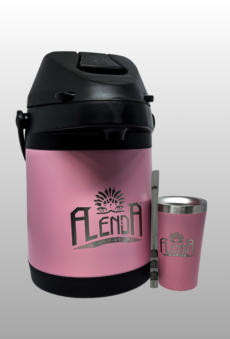 Kit Exclusivo Alenda Tereré, todo em Aço Inox Rosa