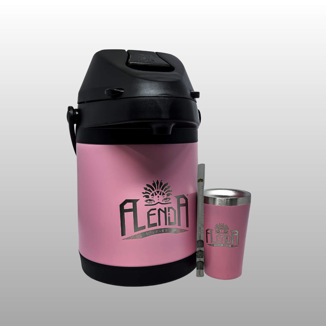 Kit Exclusivo Alenda Tereré, todo em Aço Inox Rosa