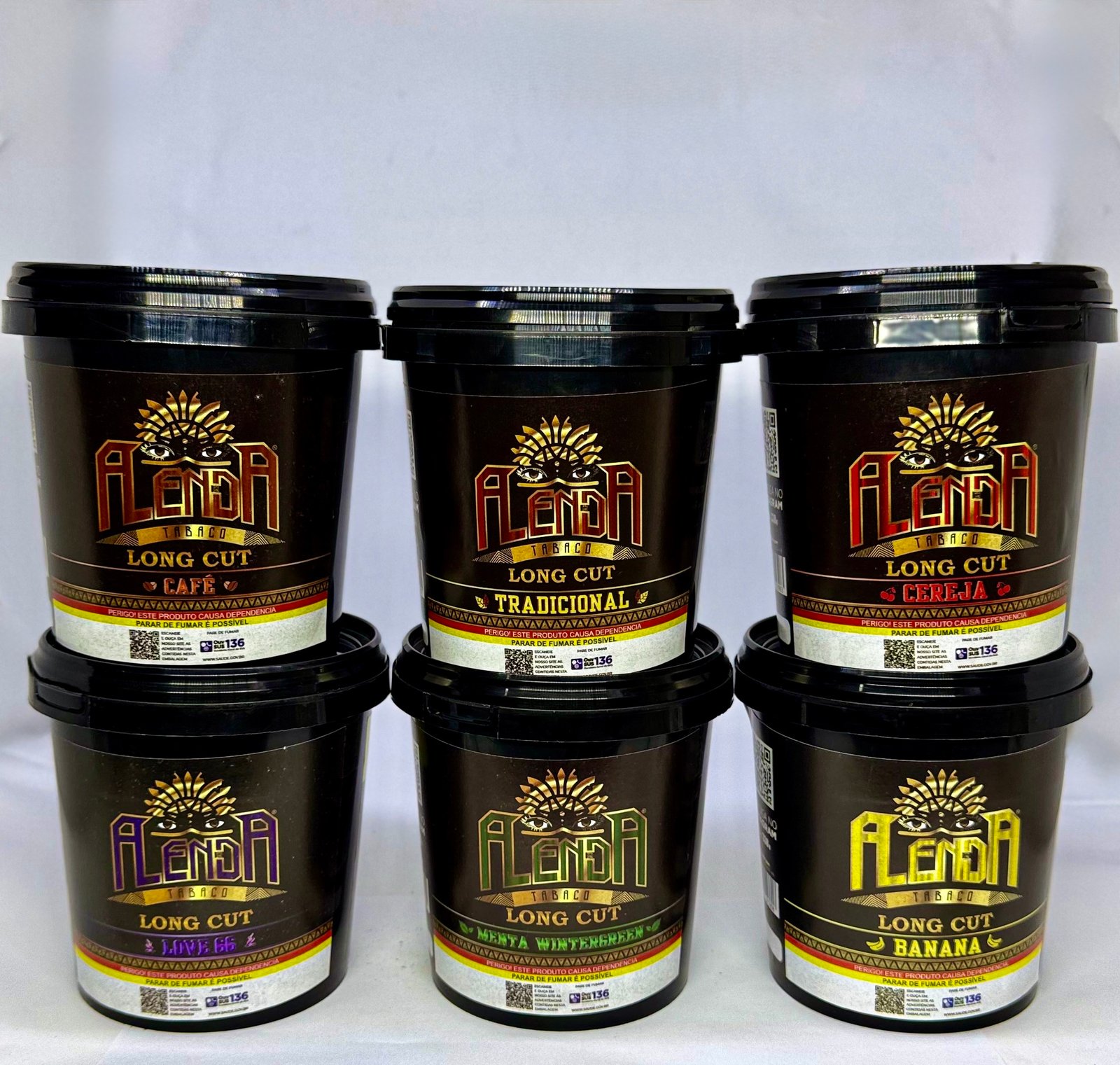 Kit 6 Potes de Fumo Alenda Long Cut 330g cada, 6 sabores (1 sabor de cada)